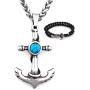 Gungneer USN Anchor Necklace Pendant Stainless Steel Keel Chain Military Navy Jewelry Accessory for Men Women
