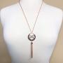 Gypsy Jewels Long Tassel Fleur De Lis Simple Chain Necklace & Dangle Earring Set
