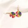 coadipress Personalized Colorful Round Rainbow Earrings for Women Girls Cute Fun Irregular Geometric Circle Enamel Drop Dangle Earrings Jewelry