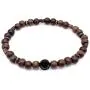 Mens Calming Wood and Brass Stretch Bead Bracelet Handcrafted in USA - Brown Mens Calming Wood and Brass Stretch Bead Bracelet Handcrafted in USA - Brown