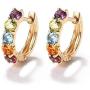 FANCIME 14K Solid Yellow Gold Genuine Amethyst Peridot Topaz Citrine Garnet Tiny/Small Hinged Huggie Cartilage Hoop Earrings Gemstone Dainty Delicate Fine Jewelry for Women Girls 12mm 15mm
