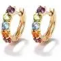 FANCIME 14K Solid Yellow Gold Genuine Amethyst Peridot Topaz Citrine Garnet Tiny/Small Hinged Huggie Cartilage Hoop Earrings Gemstone Dainty Delicate Fine Jewelry for Women Girls 12mm 15mm
