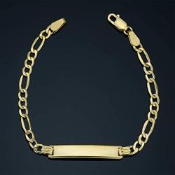 KoolJewelry 14k Yellow Gold High Polish Figaro Baby ID Bracelet (5.5 inches long)