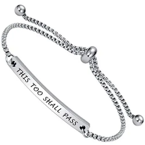 Inspirational Faith Bracelet-This Too Shall Pass- Adjustable Cuff Jewelry with Positive Quotes, Dainty Motivational Gifts for Sisters, Niece, Granddaughter, Female friends Inspirational Faith Bracelet-This Too Shall Pass- Adjustable Cuff Jewelry with Positive Quotes, Dainty Motivational Gifts for Sisters, Niece, Granddaughter, Female friends