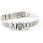FANCY SHINY Mom Charm Bracelet Stainless Steel Mesh Bangle with Belt Buckle Mother Jewelry Gift for Women