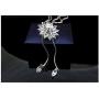 Zealmer Women Long Rhinestone Imitaion Pearl Sweater Necklace