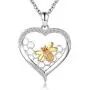 Sterling Silver Bee Honeycomb Necklace S925 Love Heart Little Bumblebee Cubic Zirconia Pendant Jewelry Gift for Teens Women Girl Sterling Silver Bee Honeycomb Necklace S925 Love Heart Little Bumblebee Cubic Zirconia Pendant Jewelry Gift for Teens Women Girl