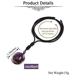 CrystalTears Natural Reiki Healing Crystal Stone Necklace Round Donut Shape Semi Precious Gemstone Pendant Necklace for Women Men