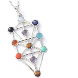 The Qabalistic Tarot Tree of Life Pendant Jewish Kabbalah Necklace Bead Chakra Healing Gemstone Jewelry