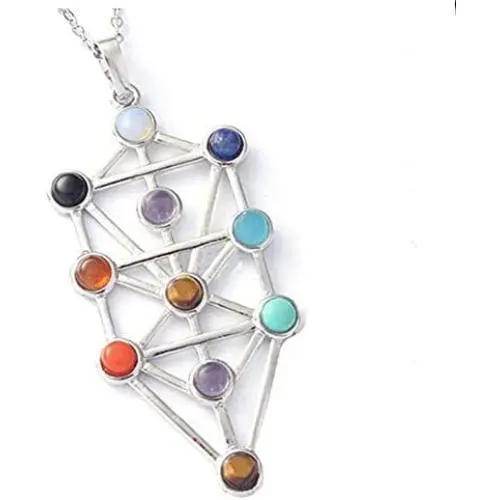 The Qabalistic Tarot Tree of Life Pendant Jewish Kabbalah Necklace Bead Chakra Healing Gemstone Jewelry
