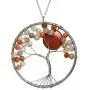 HZMAN Tree of Life Chakra Amulet Natural Quartz Round Stone Pendant Handmade Necklace HZMAN Tree of Life Chakra Amulet Natural Quartz Round Stone Pendant Handmade Necklace