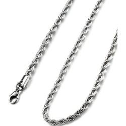 FIBO STEEL 4MM Stainless Steel Twist Rope Chain Necklace for Men Women,16-36 inches