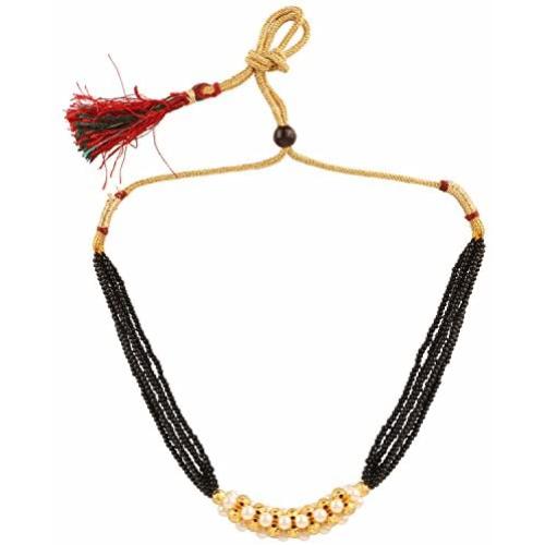 Efulgenz Indian Bollywood Traditional Ruby Emerald/Color CZ Stone Mangalsutra Pendant Necklace Jewelry with Chain for Women
