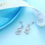 Besilver Cute Animal Pendant Necklace Charm 925 Sterling Silver Cat/Snake/Sloth/Dolphin/Starfish/Snail/Shark Cute Animal Jewelry Gift for Women Girl