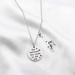 FUSTMW Gymnast Gift Gymnastics Charm Necklace Gymnastics Jewelry Gymnastics Class Gift for Gymnast She Believed She Could So She Did