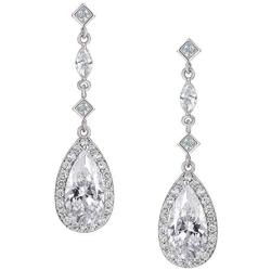 SWEETV Cubic Zirconia Teardrop Wedding Earrings for Brides Bridesmaid,Crystal Bridal Drop Dangle Earrings for Women, Wedding Bridal Jewelry