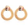 Bohemian Straw Rattan Woven Geometric Statement Earrings - Ethnic Acetate Hoops, Teardrop Dangles Natural Raffia Fan Tassel