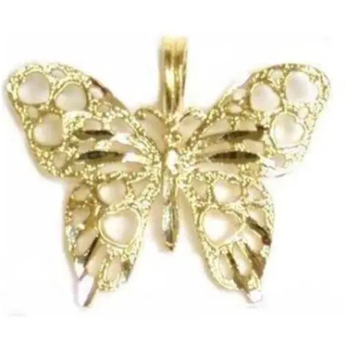 14K Yellow Gold Charm Butterfly Pendant Jewelry 17mm