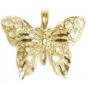 14K Yellow Gold Charm Butterfly Pendant Jewelry 17mm