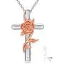 Sunflower Rose Flower Cross Cremation Jewelry 925 Sterling Silver Urn Necklace Keepsake Ashes Hair Memorial Pendant Always in My Heart Locket for Women Sunflower Rose Flower Cross Cremation Jewelry 925 Sterling Silver Urn Necklace Keepsake Ashes Hair Memorial Pendant Always in My Heart Locket for Women