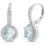 MIA SARINE Rhodium Plated Sterling Silver Round Simulated Aquamarine and Cubic Zirconia Bridal Leverback Earring MIA SARINE Rhodium Plated Sterling Silver Round Simulated Aquamarine and Cubic Zirconia Bridal Leverback Earring