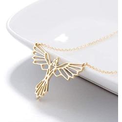 MIXIA Origami Phoenix Bird Necklaces for Women Men Geometric Animal Necklace Pendant Hypoallergenic Jewelry