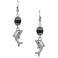 Efulgenz Oxidized Silver Drop Boho Vintage Retro Ethnic Gypsy Dangle Earrings with Dangling Fish Charm Love Gift