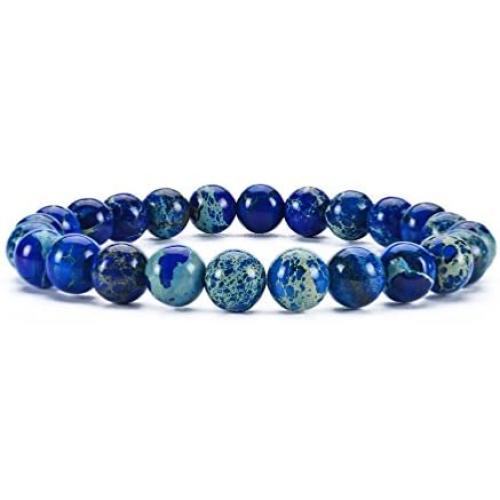 Cherry Tree Collection Natural Semi-Precious Gemstone Beaded Stretch Bracelet 8mm Round Beads 7''