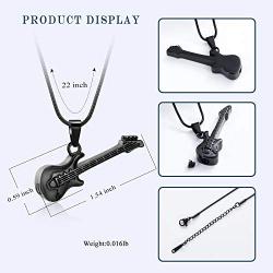 zeqingjw Electronic Guitar Cremation Jewelry Urn Pendant for Ashes Music Instrument Memorial Ashes Necklace Keepsake Jewelry