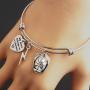WUSUANED My Heart Belongs to A Lineman Lightning Helmet Charms Expandable Wire Bangle Bracelet Lineman Jewelry Gift for Lineman Mom Wife Girlfriend