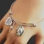 WUSUANED My Heart Belongs to A Lineman Lightning Helmet Charms Expandable Wire Bangle Bracelet Lineman Jewelry Gift for Lineman Mom Wife Girlfriend