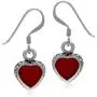 Silvershake Heart Shape 925 Sterling Silver Inlay Dangle Hook Earrings Silvershake Heart Shape 925 Sterling Silver Inlay Dangle Hook Earrings