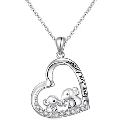 S925 Sterling Silver Lucky Elephant Love Heart Necklace for Women Daughter Girlfriend S925 Sterling Silver Lucky Elephant Love Heart Necklace for Women Daughter Girlfriend