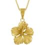 Sterling Silver 17mm Hibiscus Pendant Necklace, 16+2'' Extender