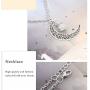 CanB Moon Pendant Necklace Chic Crystal Necklace Jewelry Silver Chain Fashion Necklace for Women and Girls