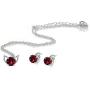 Sterling Silver Round Solitaire Stud Earrings & Short Necklace Set for Women Girls Made w/Swarovski Crystals