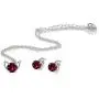 Sterling Silver Round Solitaire Stud Earrings & Short Necklace Set for Women Girls Made w/Swarovski Crystals