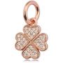 Ochoos Rose Gold Feather Bow Lucky in Love Clover Symbol of Faith Pendant Beads Fit Pandora Bracelet 925 Sterling Silver Charm Jewelry - (Color: 3)