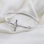 BEKECH Christian Cross Bracelet Engraved Bible Verse Joshua 1:9 Crystal Cross Bangle Bracelet Religious Jewelry Gift for Women Girls
