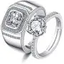 Uloveido 2 pcs Adjustable His and Hers Engagement Ring Set Puzzle Matching Heart Wedding Bands Couples Gifts LB018 Uloveido 2 pcs Adjustable His and Hers Engagement Ring Set Puzzle Matching Heart Wedding Bands Couples Gifts LB018
