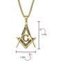 Bling Jewelry Black Oxidized Large Freemason Secret Society Square & Compass Masonic Symbol Pendant Necklace for Men Silver Gold Tone Stainless Steel with Bead Chain