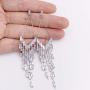 SELOVO Long Chain Tassel Wedding Clear Drop Dangle Earrings Rhinestone Zircon Crystal Silver Tone