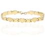 10k Yellow Gold Diamond Cut XO Hearts & Kisses Bracelet 7.25'' 8''