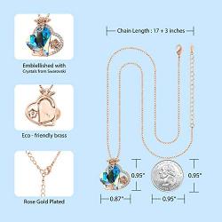 KESHMARK 14k Gold Plated/Silver Tone Love Heart Pendant Necklaces with Swarovski Crystal Gemstone Charms Jewelry Gifts for Women Mom/Wife/Sister/Best Friend. 17”+3”
