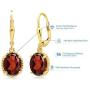 Gem Stone King 18K Yellow Gold Plated Silver Red Garnet Dangle Earrings For Women (7MM Length, 3.60 Ct Oval)