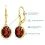 Gem Stone King 18K Yellow Gold Plated Silver Red Garnet Dangle Earrings For Women (7MM Length, 3.60 Ct Oval)
