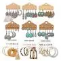 YEEZII 45 Pairs Vintage Hollow Drop Dangle Earrings Set Women Bohemian Earrings Dangler with Sun Flower Tassel Jewelry for Gifts