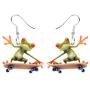 WEVENI Acrylic Cute Skateboard Frog Earrings Heart Dangle Drop Funny Jewelry For Women Girls Charm Gift