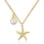 UILZ Pendant Necklace for Women - Tiny 14K Gold Plated Heart Circle Starfish Hollow Cube Pendant Chain Adjustable Necklace for Girls Women Jewelry Gifts