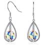 “Purity of Love” Crystals from Swarovski 925 Sterling Silver hypoallergenic allergy free Teardrop Spiral Dangle Earrings for Sensitive Ears, Jewelry Gift for women